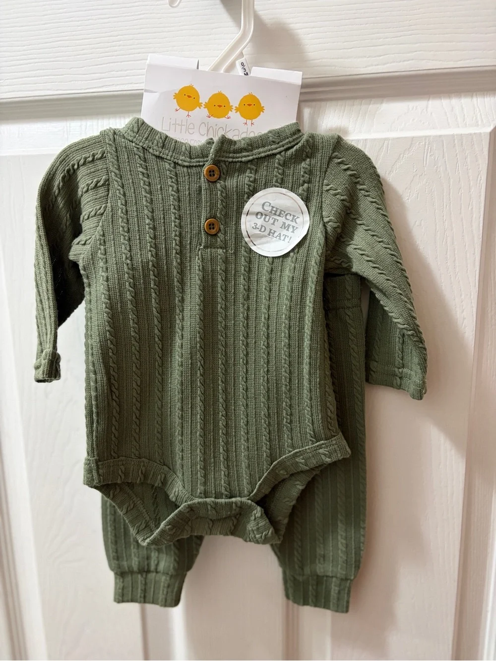 Olive Cable-Knit Baby Bodysuit